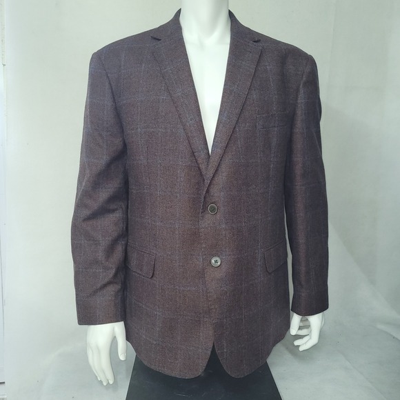 Joseph Abboud Heritage Mens 48R Wool Cashmere Windowpane Plaid Blazer Sport Coat - Picture 1 of 15